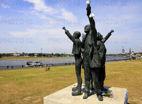 Place for the remembrance and acceptance of gender and sexual diversity, artwork by Claus Richter, on the occasion of CSD 2021 (permanent artwork in public space), at the Rheinkniebrücke in Düsseldorf, North Rhine-Westphalia, Germany