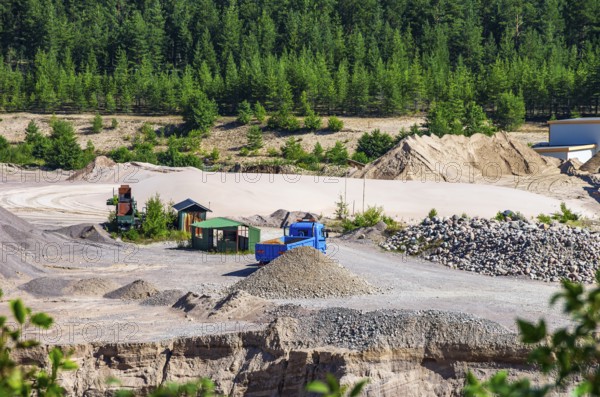View of the sand pit of the company Radasand AB in Rada, Lidköping, Västergötland, Västra Götalands län, Sweden