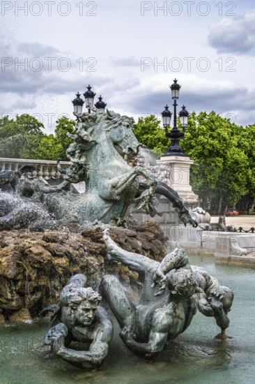 Fontaine du Char du Triomphe de la Concorde, Place des Quinconces, Bordeaux, Gironde, Nouvelle-Aquitaine, France