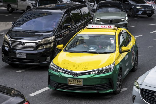Road traffic taxi, Bangkok, Thailand
