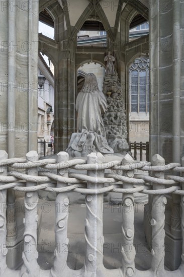 Jesus on the Mount of Olives around 1500, last restoration 2015 at St Nicholas Minster, Überlingen, Baden-Württemberg, Germany