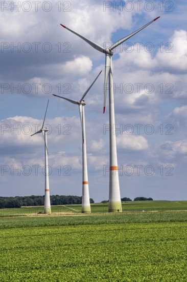 Rheurdt wind farm, south of Ismus, 3 Enercon E-115 wind turbines, North Rhine-Westphalia, Germany