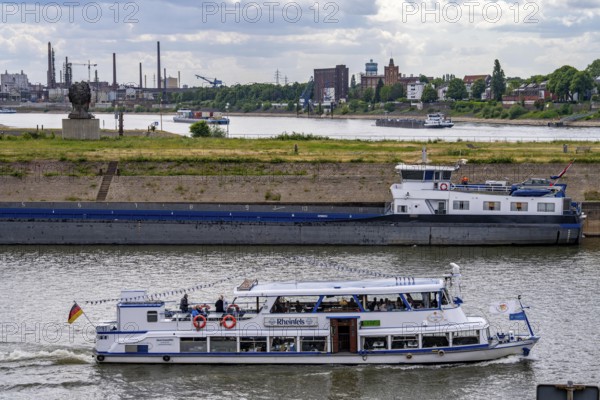 Harbour cruise, ship Rheinfels, on the Rhine near Duisburg, North Rhine-Westphalia, Germany