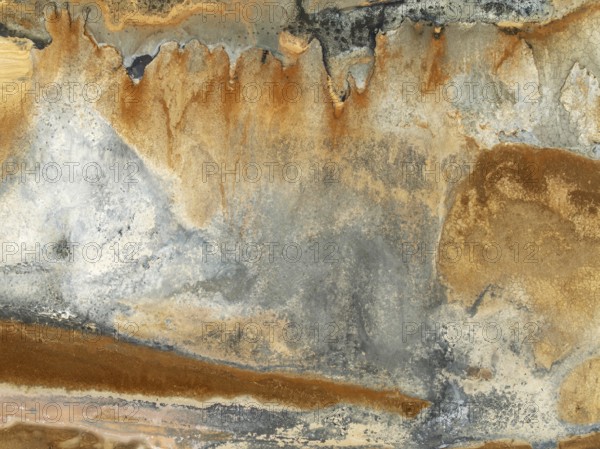 Abstract saline patterns at the edge of the Walvis Bay salt works. Aerial view. Drone shot. Namibia