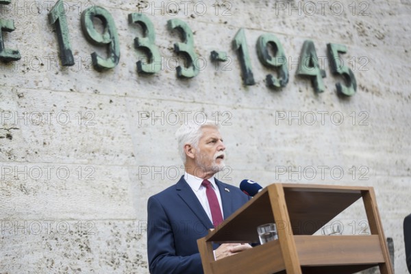 Petr Pavel (President of the Czech Republic) speaks during a visit to the Plötzensee Memorial in Berlin on 9 July 2025. The visit was a personal wish of Mr Pavel, as of the more than 2, 800 people killed, 677 were Czechs, the second largest population group after Germans