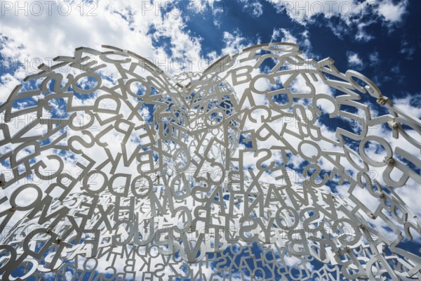 Sculpture made of letters, Le Nomade, artist Jaume Plensa, Antibes, Provence Alpes Côte d'Azur, South of France, France