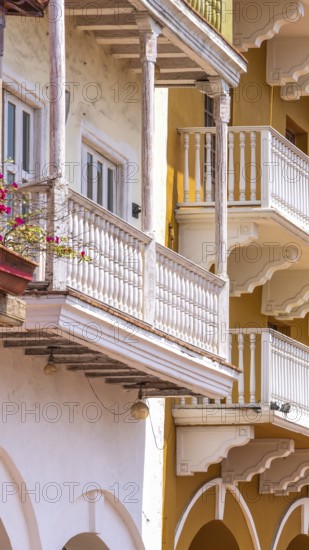 Columbia, Unesco site, colorful Cartagena Walled City Cuidad Amurrallada in historic city center