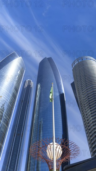 UAE, United Arab Emirates, Abu Dhabi downtown panorama and financial center skyline
