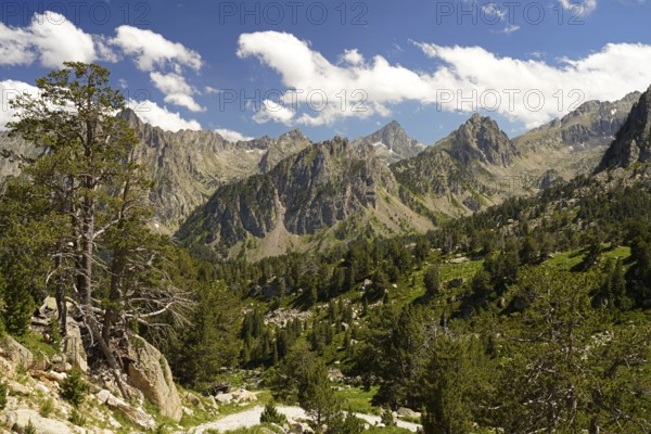 Mountain landscape in the Aigüestortes i Estany de Sant Maurici National Park, Catalonia, Spain