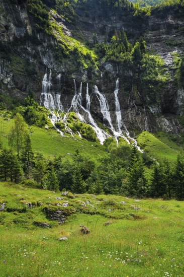 Jungibach Falls in Gental near Engstlenalp, Canton Bern, Switzerland