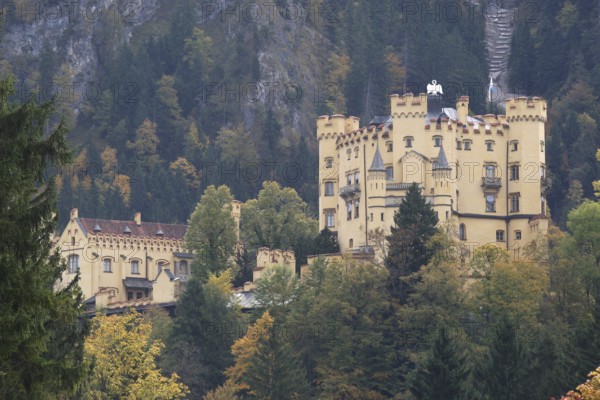 Hohenschwangau Castle near Füssen in autumn, Allgäu, Bavaria, Germany, Allgäu, Bavaria, Germany