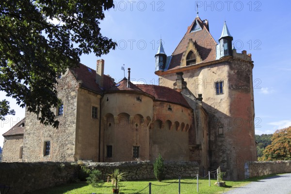 Kuckuckstein Castle in Liebstadt is situated on a rocky outcrop above the Seidewitz river valley on an old trade route from the Elbe Valley across the Eastern Ore Mountains to Bohemia, Saxony, Saxon Switzerland, Germany