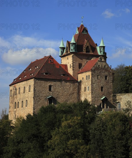Kuckuckstein Castle in Liebstadt is situated on a rocky outcrop above the Seidewitz river valley on an old trade route from the Elbe Valley across the Eastern Ore Mountains to Bohemia, Saxony, Saxon Switzerland, Germany