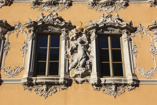 Haus zum Falken, also known as Falkenhaus, Würzburg, Lower Franconia, Bavaria, Germany
