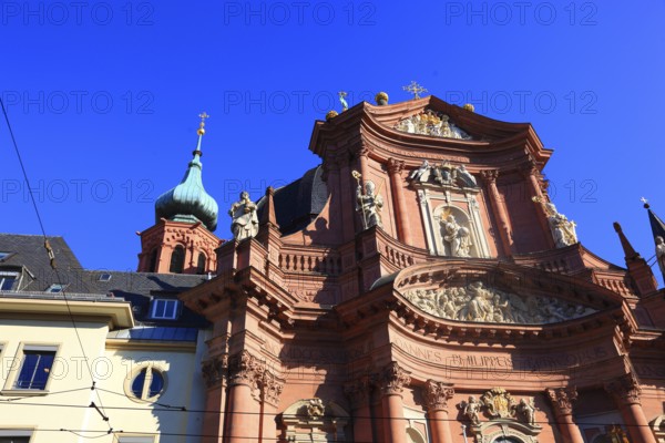 The Neumünster, Neumünster St John the Evangelist and St John the Baptist, former collegiate monastery, Neumünster Abbey, Neumünster collegiate monastery, Würzburg, Lower Franconia, Bavaria, Germany