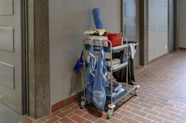 Cleaning trolley with utensils