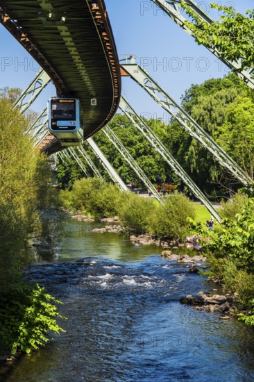 The Wuppertal suspension railway near the Wupperfeld stop in Wuppertal, Germany