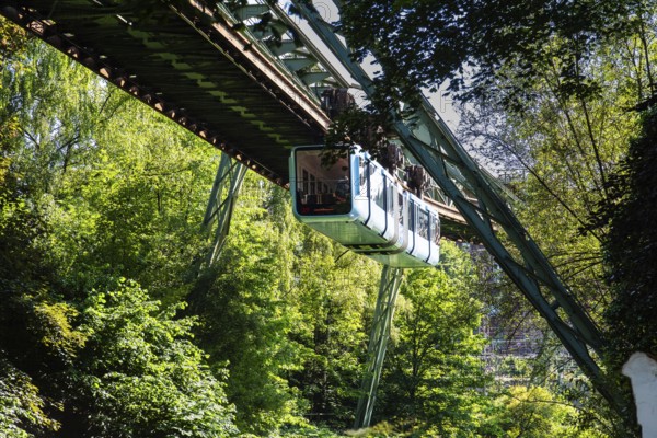 The Wuppertal suspension railway near the Wupperfeld stop in Wuppertal, Germany
