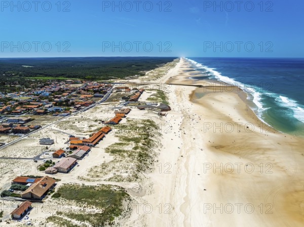 Contis beach from a drone, Saint Julien en Born, Saint-Julien-en-Born, Landes, France