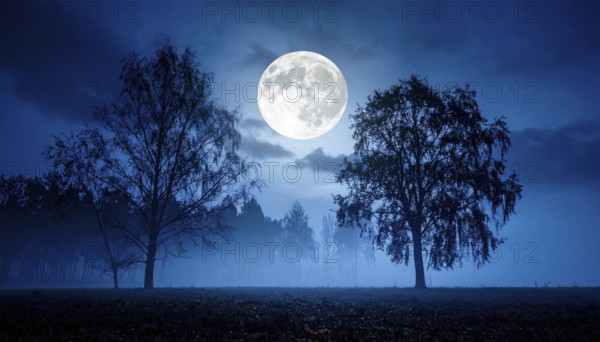 Mystical foggy landscape in autumn, colorful trees in fog, misty mood nature atmosphere, AI generated