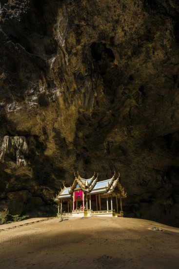 Temple in a stalactite cave, Phraya Nakhon Cave, Khao Sam Roi Yot National Park, Hua Hin, Prachuap Khiri Khan, Thailand
