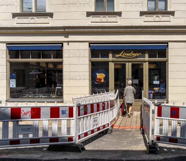 Roadworks in Brandenburger Straße, shopping street in Potsdam, Brandenburg, Germany