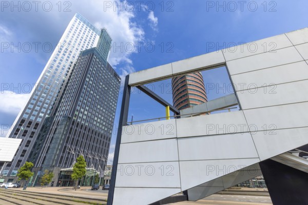 Holland, Rotterdam. Downtown financial business district panorama and city skyline