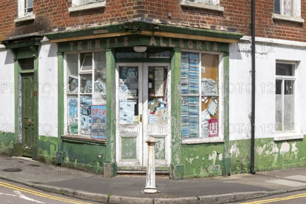 Terry's Allsorts quirky corner shop stores, Dews Road, Salisbury, Wiltshire, England, UK