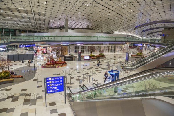 People mover inside of the Hong Kong International Airport in Hong Kong, China