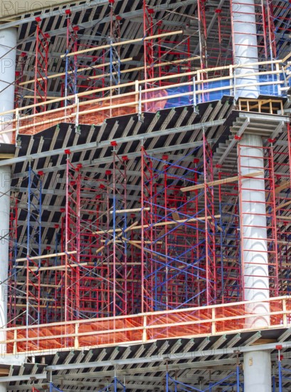 Detroit, Michigan - Construction of the 25-story JW Marriott Detroit Water Square hotel