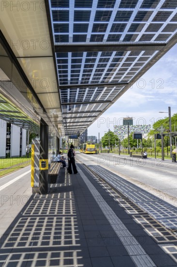 New bus and tram stops at Science Park Utrecht, Utrecht University, the stops have been redesigned, have LED lighting, video surveillance and a transparent solar roof, Netherlands