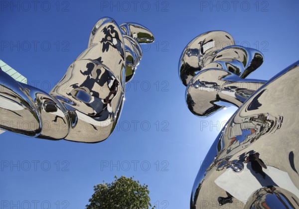 Stainless steel sculpture entitled Points of View by Tony Cragg, Mathildenhöhe, Darmstadt, Hesse, Germany