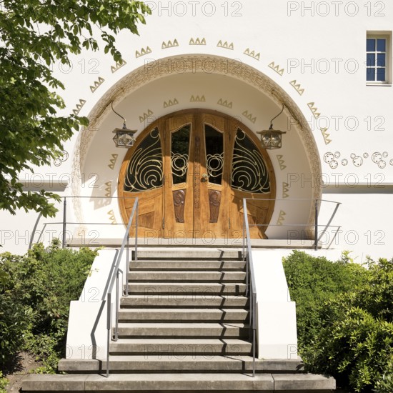 Entrance, Great House Glückert by Joseph Maria Olbrich, Mathildenhöhe, UNESCO World Heritage Site, Darmstadt, Hesse, Germany