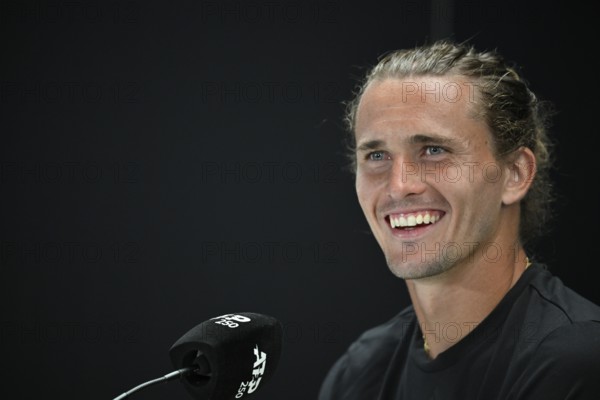 Press conference, PK, portrait, Alexander Zverev GER, smiles, tennis, ATP 250, BOSS Open 2025, Stuttgart, Baden-Württemberg, Germany
