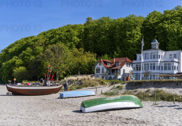 Wooden boats on the beach at Binz, Rügen, Mecklenburg-Western Pomerania, Germany