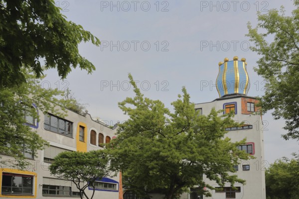 Luther-Melanchthon-Gymnasium, Hundertwasser School, Hundertwasser House, Luther city Wittenberg, Fläming, Saxony-Anhalt, Germany