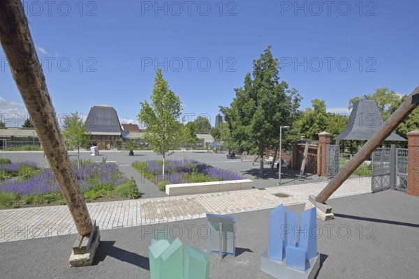 Palm house in the spa gardens, wooden beams from the graduation tower, Bad Dürrenberg, Saxony-Anhalt, Germany