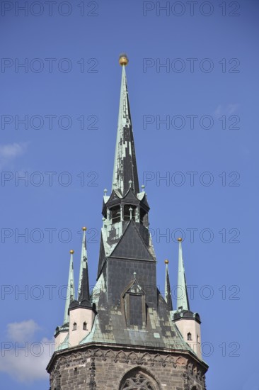 Spire, Red Tower, free-standing, landmark, market square, Halle an der Saale, Saxony-Anhalt, Germany
