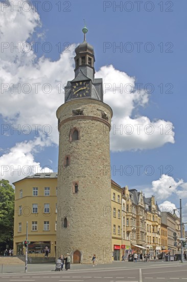 Historic Leipzig Tower built in the 15th century, former watchtower and part of the city fortifications, city tower, Halle an der Saale, Saxony-Anhalt, Germany