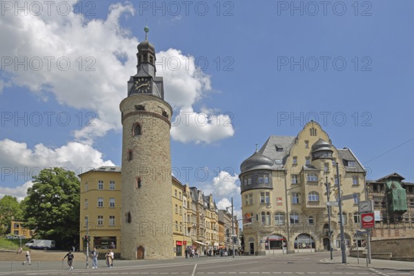 Historic Leipzig Tower built in the 15th century, former watchtower and part of the city fortifications, city tower, Halle an der Saale, Saxony-Anhalt, Germany