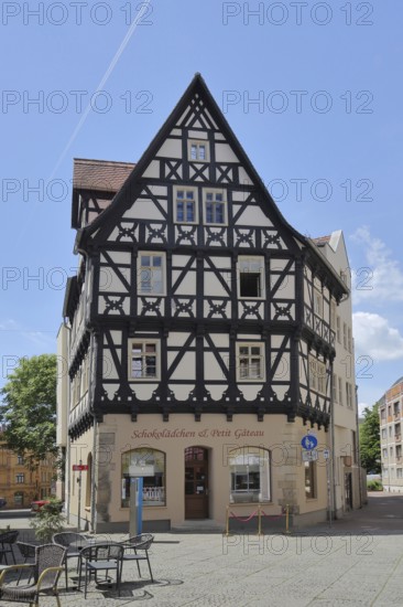Historic half-timbered house Graseweghaus built in the 16th century, Halle an der Saale, Saxony-Anhalt, Germany