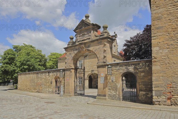 Portal at the castle, archway, entrance, Merseburg, Saxony-Anhalt, Germany