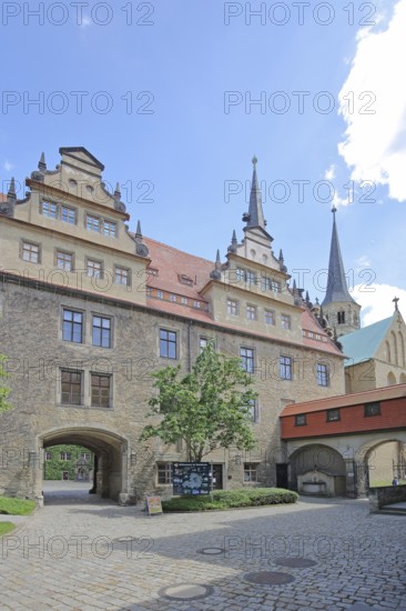 Inner courtyard of the castle built in 1265, landmark, Merseburg, Saxony-Anhalt, Germany