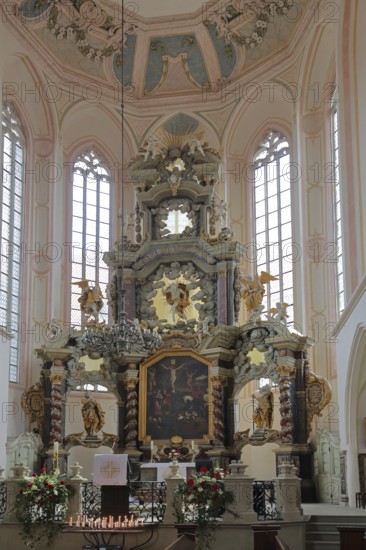 Chancel of the baroque, high altar, interior view, paintings, decorations, arts and crafts, St. Wenceslas, town church, Saale, Naumburg, Saxony-Anhalt, Germany