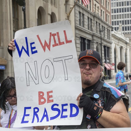 Detroit, Michigan USA - 8 June 2025 - Gay, lesbian, bisexual, and transgender activists and their allies marched for equality in the Motor City Pride parade
