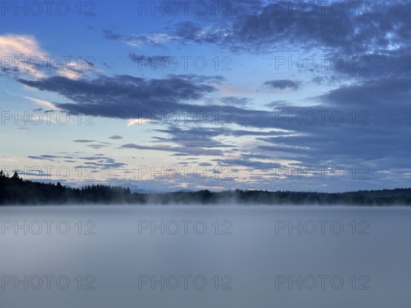 Evening atmosphere, fog over Lake Starnberg, Bavaria, Germany