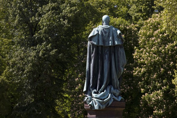 Monument to Kaiser Wilhelm I from behind by Fritz Gerth in the spa gardens of Bad Homburg vor der Höhe, Hesse, Germany