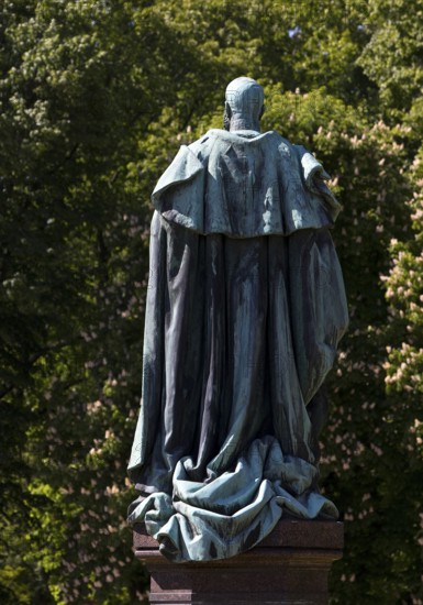 Monument to Kaiser Wilhelm I from behind by Fritz Gerth in the spa gardens of Bad Homburg vor der Höhe, Hesse, Germany