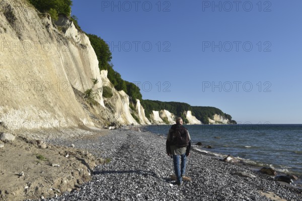 Hikers on the chalk coast of Rügen, Mecklenburg-Western Pomerania, Germany