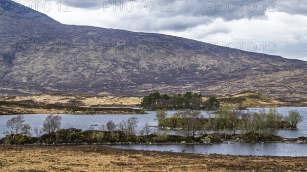 Rannoch Moor over Loch Ba and Loch of the Armpit, A82 Highland Way, Argyll and Bute, West Highlands, Scotland, United Kingdom